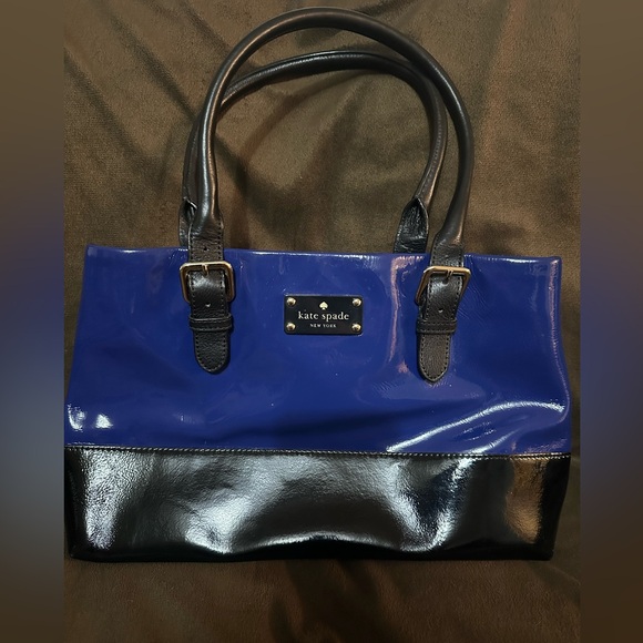 Blue/Black Paten Leather Bag - Picture 1 of 3